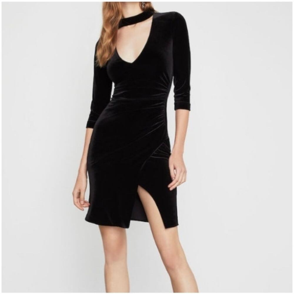bcbgmaxazria black velvet choker dress size xs NWT whimsygoth witch